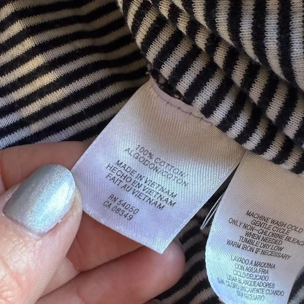 Jones New York Black and White Striped Long Sleeve Top - Image 6