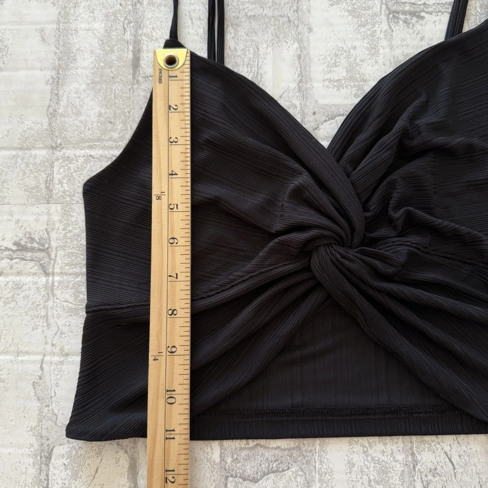 Free People Call It Crop Black Sleeveless Twist Front Sweetheart Tank Sz L - Image 7