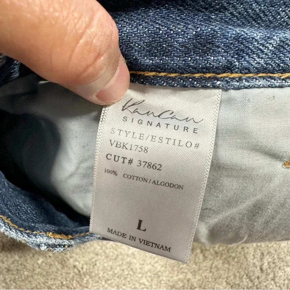 KanCan Signature Ultra High Rise Denim Short Frayed Distressed in Estilo Blue L Size L - Image 11
