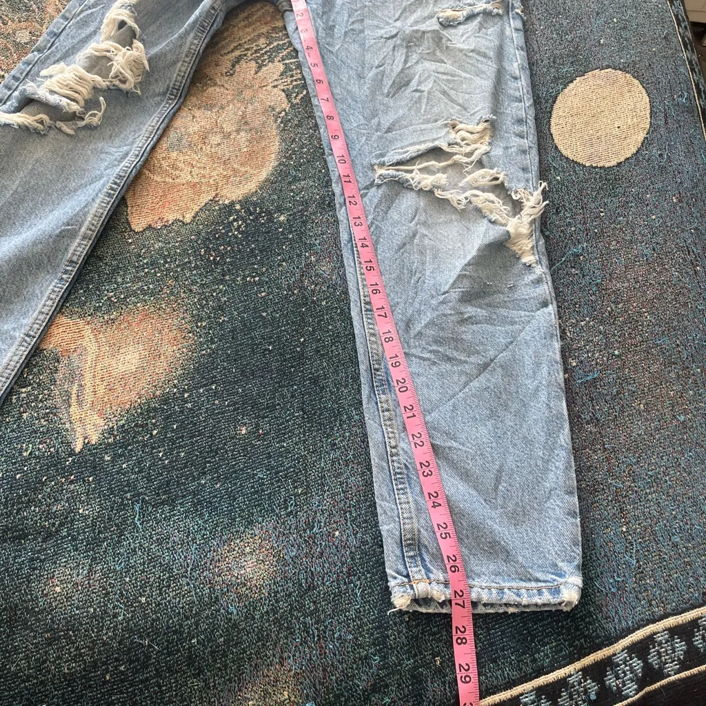 ZARA Mom Boyfriend Jeans High Rise Distressed Blue Women’s 26 Casual Denim Y2K - Image 11