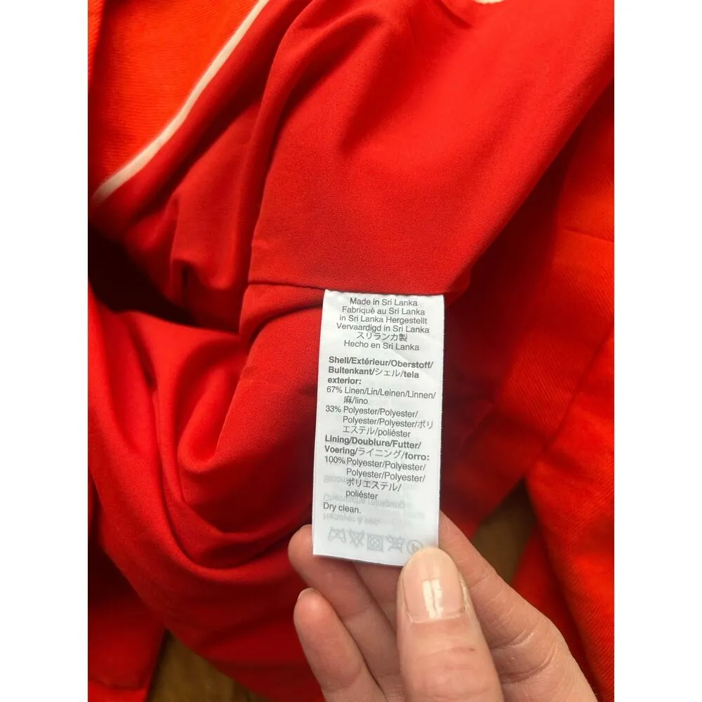 J.Crew Parke Linen Blazer Bright Orange sz 6 Preppy Academia Structured Classic - Image 9