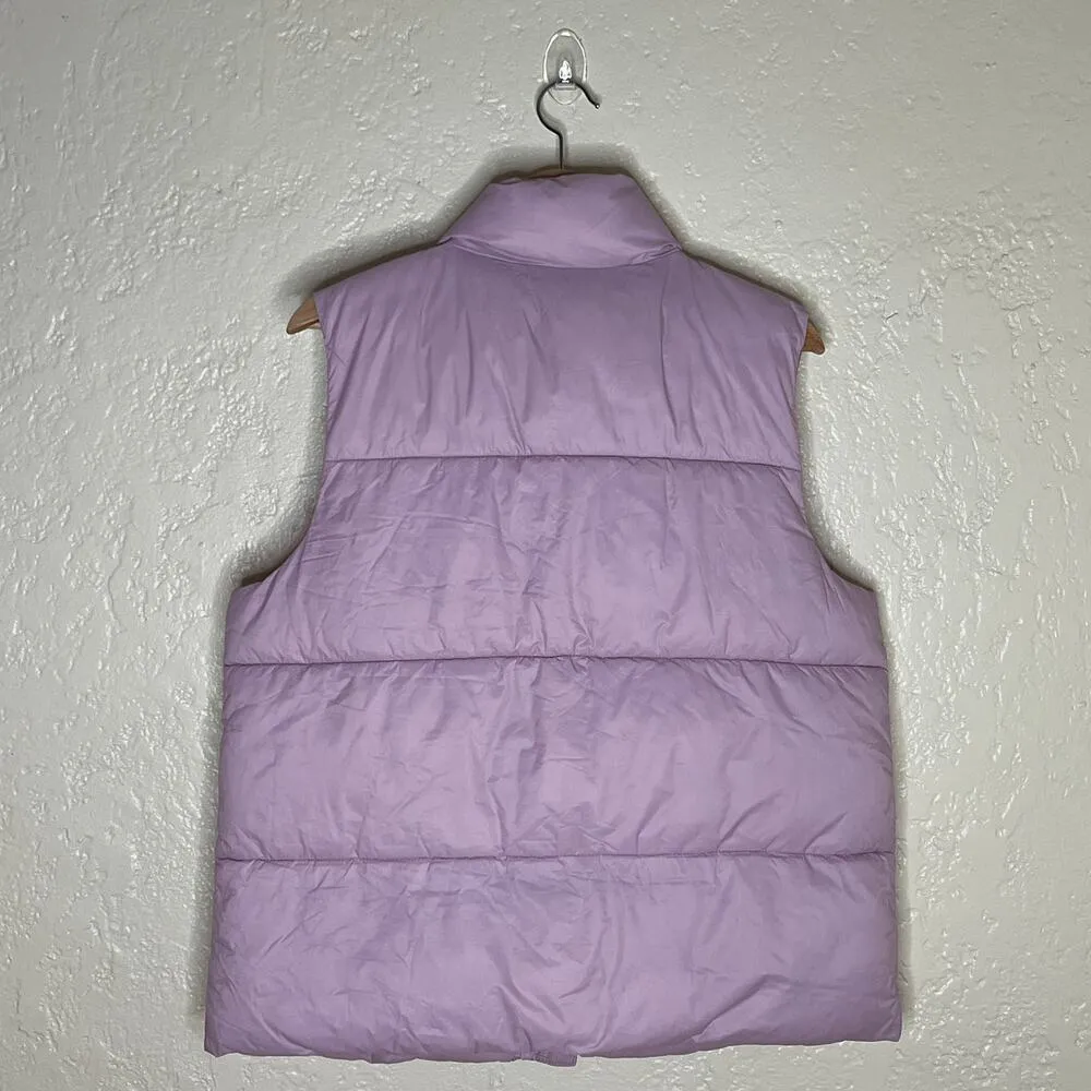 J. Crew Women's Pink Puffer PrimaLoft  Vest Pockets Zipper Button Closure Medium - Image 2