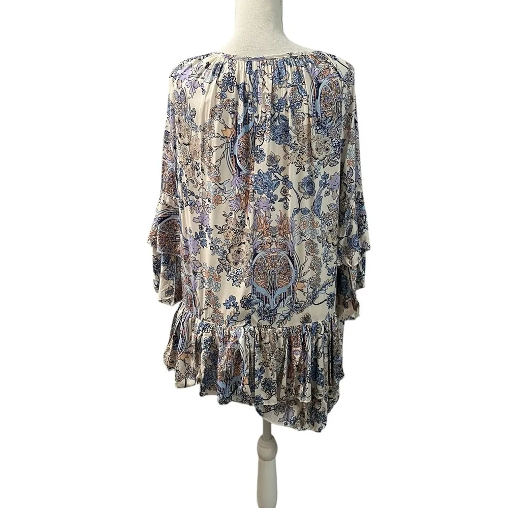 NWT Hayden LA Mixed Floral Bohemian Tiered Ruffle Bell Sleeves Oversized Dress S - Image 7