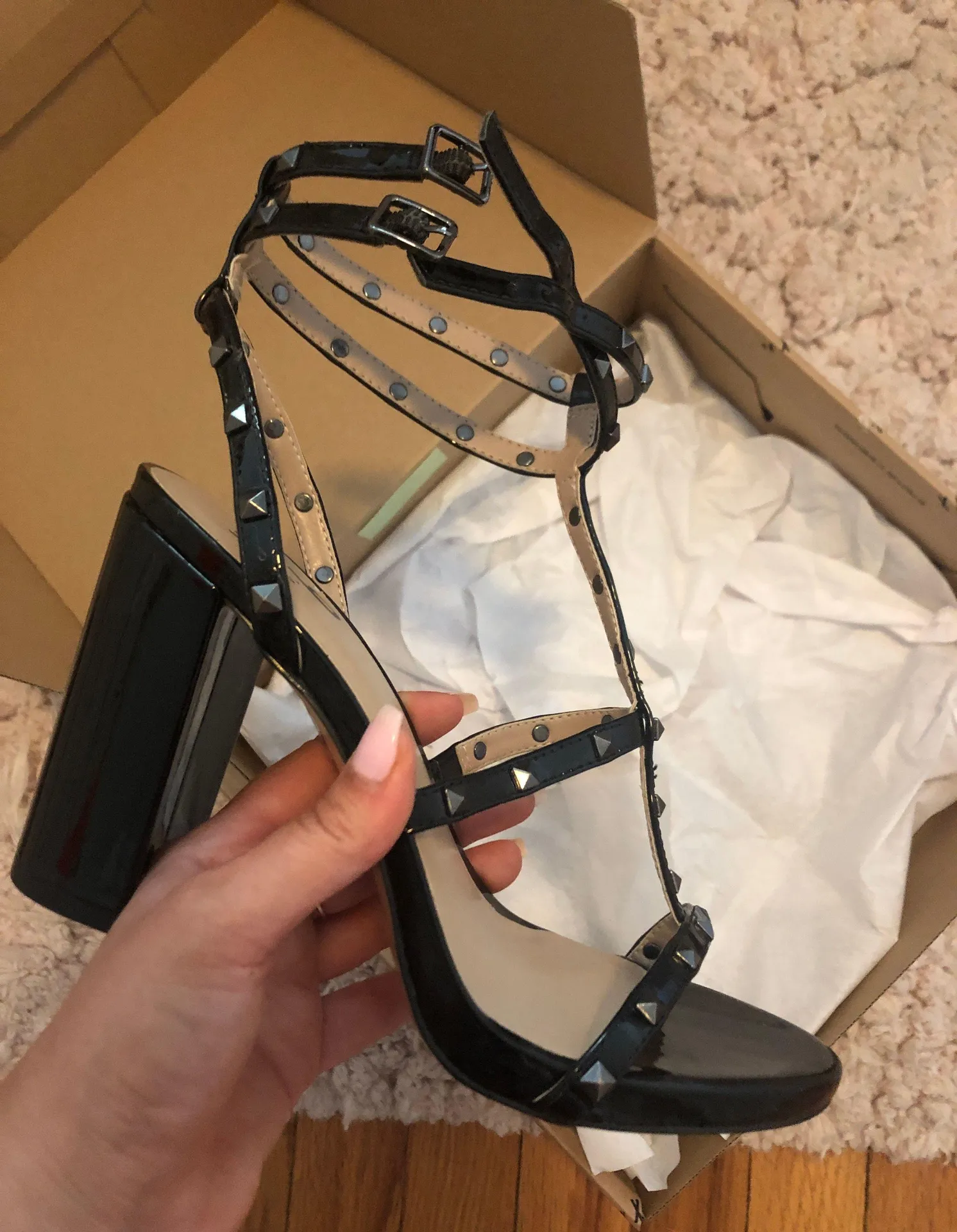 mix no. 6 Black Studded Block Heel - Image 2