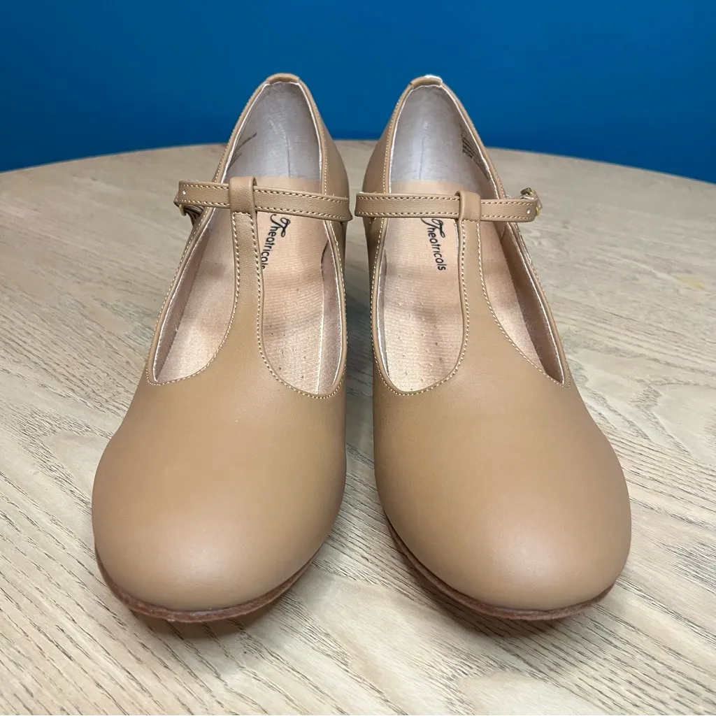 New! Theatricals Womens 2" T-Strap Mary Jane Character Shoes Tan Size 11.5 - Image 5
