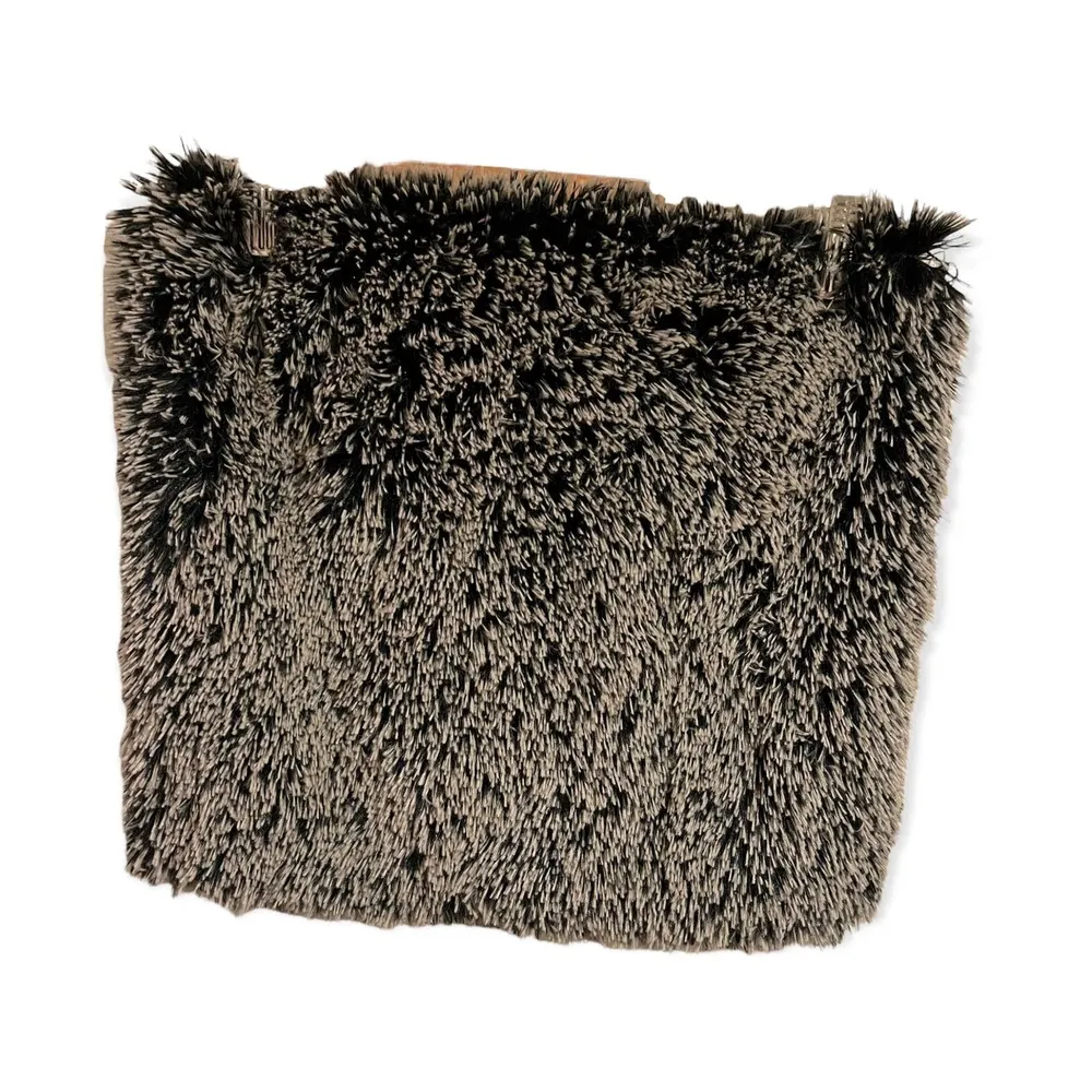 Steve Madden Grey and Black Faux Fur Eternity Scarf One Size - Image 2