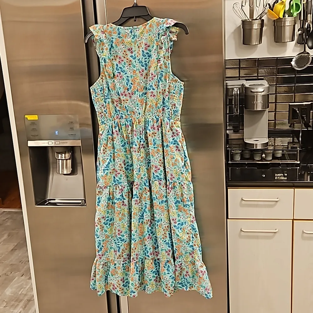 💕J. CREW💕 Printed V-Neck Smocked Midi Dress ~ Fresh Spearmint Floral Print 8 - Image 11