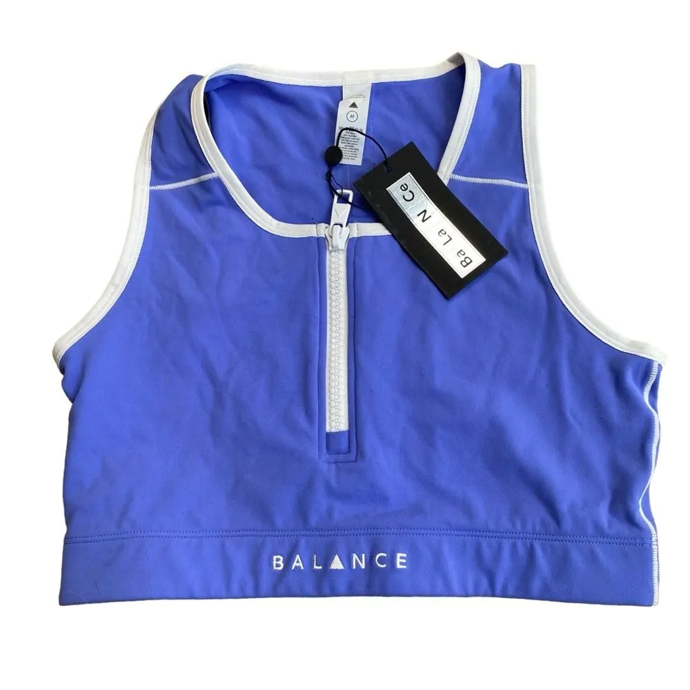 Balance Athletica Vitality‎ Women’s M Isotope Zip Front Crop Top Sports Bra Blue - Image 4