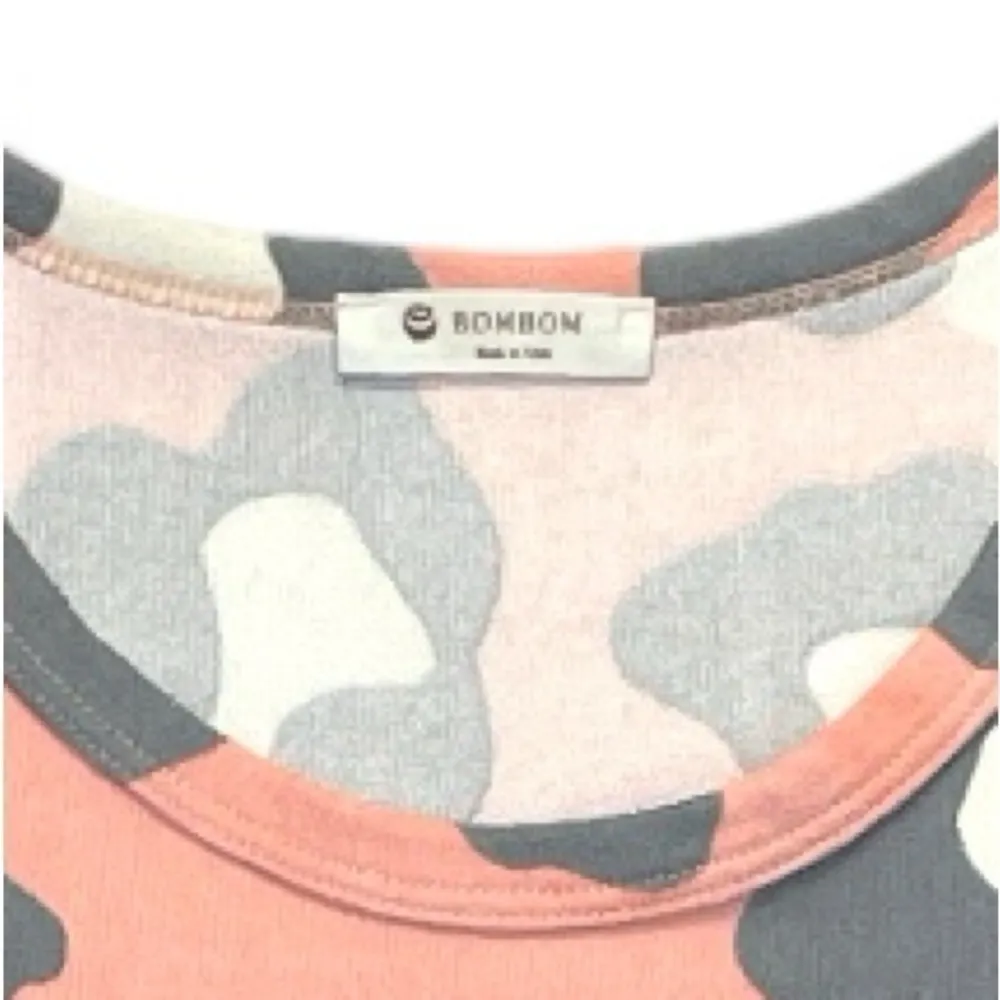 Bombom Sleeveless Cowprint Top Size Small pink gray white crewneck ultra soft - Image 4