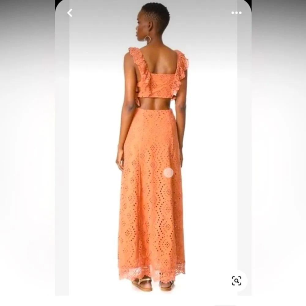 Nightcap x Carisa Rene Aimee Eyelet Copper Maxi Dress, EUC, Size XS MSRP $396 - Image 2