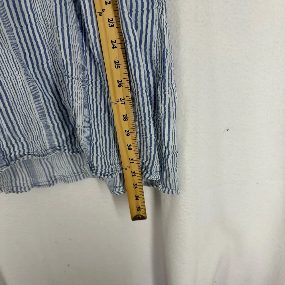 H&M Mini Oversized Dress Split Neck Short Sleeve Striped Womens 14 Blue - Image 5