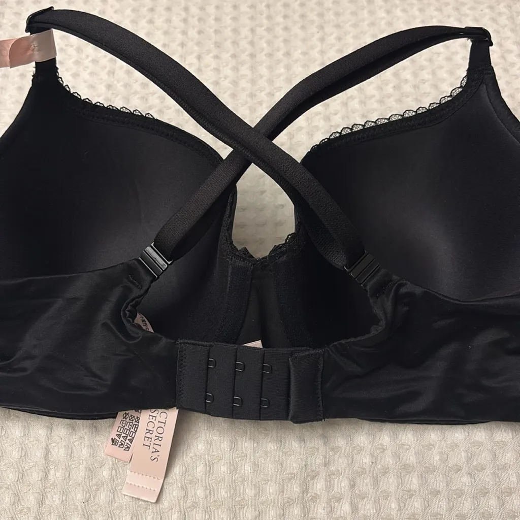 NEW! $50 VICTORIA’S SECRET 36DD(E) Lightly Lined Demi Bra BLACK Padded Underwire - Image 5