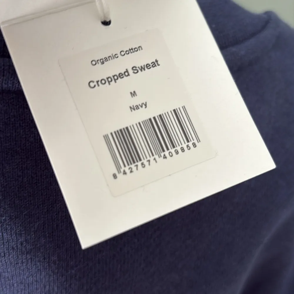 Organic Basics Navy Cropped Sweatshirt Medium NEW Blue - Image 5