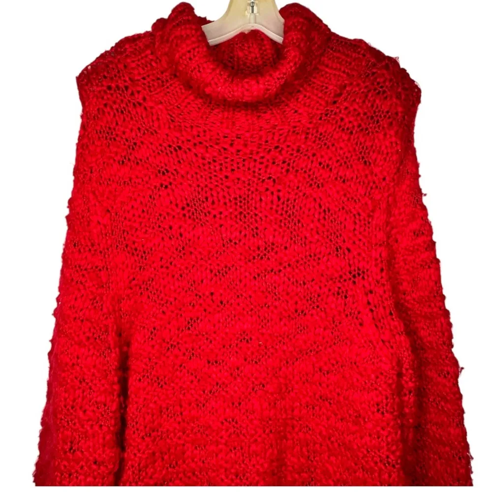 Chunky Red Turtleneck‎ Sweater Size L - Image 2