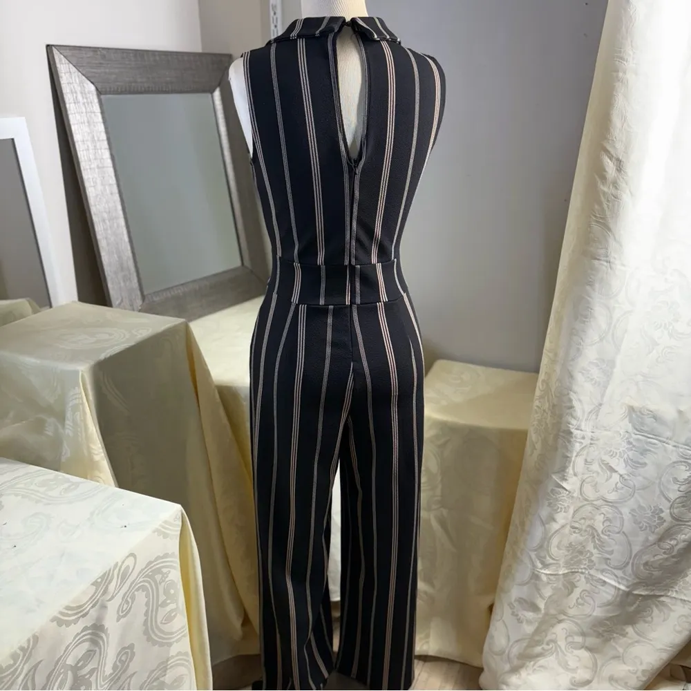 Almost Famous Black and White Pinstripe Jumpsuit - Image 13