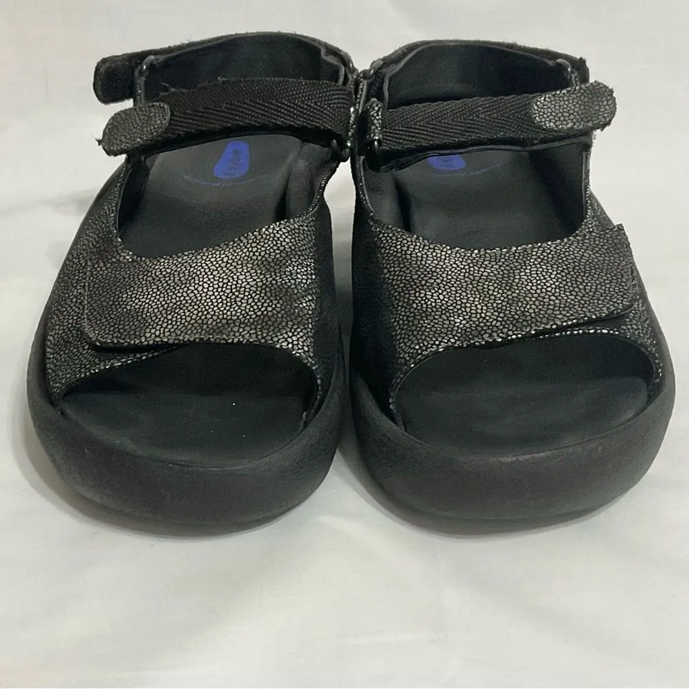 Wolky Black & Silver Jewel Sandals Sz 42 Adjustable Comfort Shoes Open Toe - Image 9
