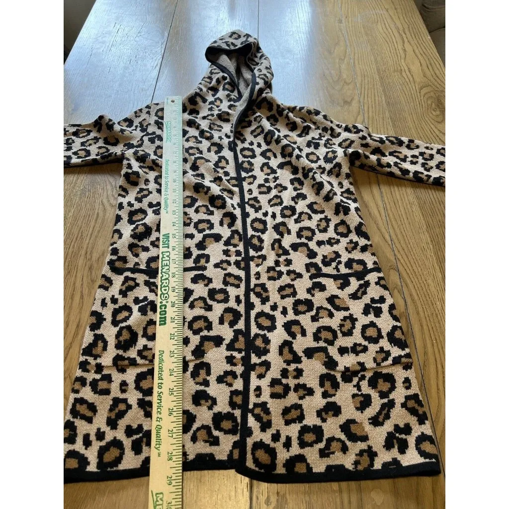 Rachel Zoe Leopard Print‎ Hooded Duster Open Cardigan Size XS Preppy City Animal - Image 6