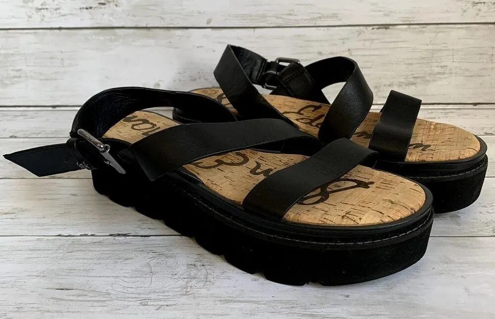 Sam Edelman Rasheed Leather Slingback Platform Sandals in Black - Image 2