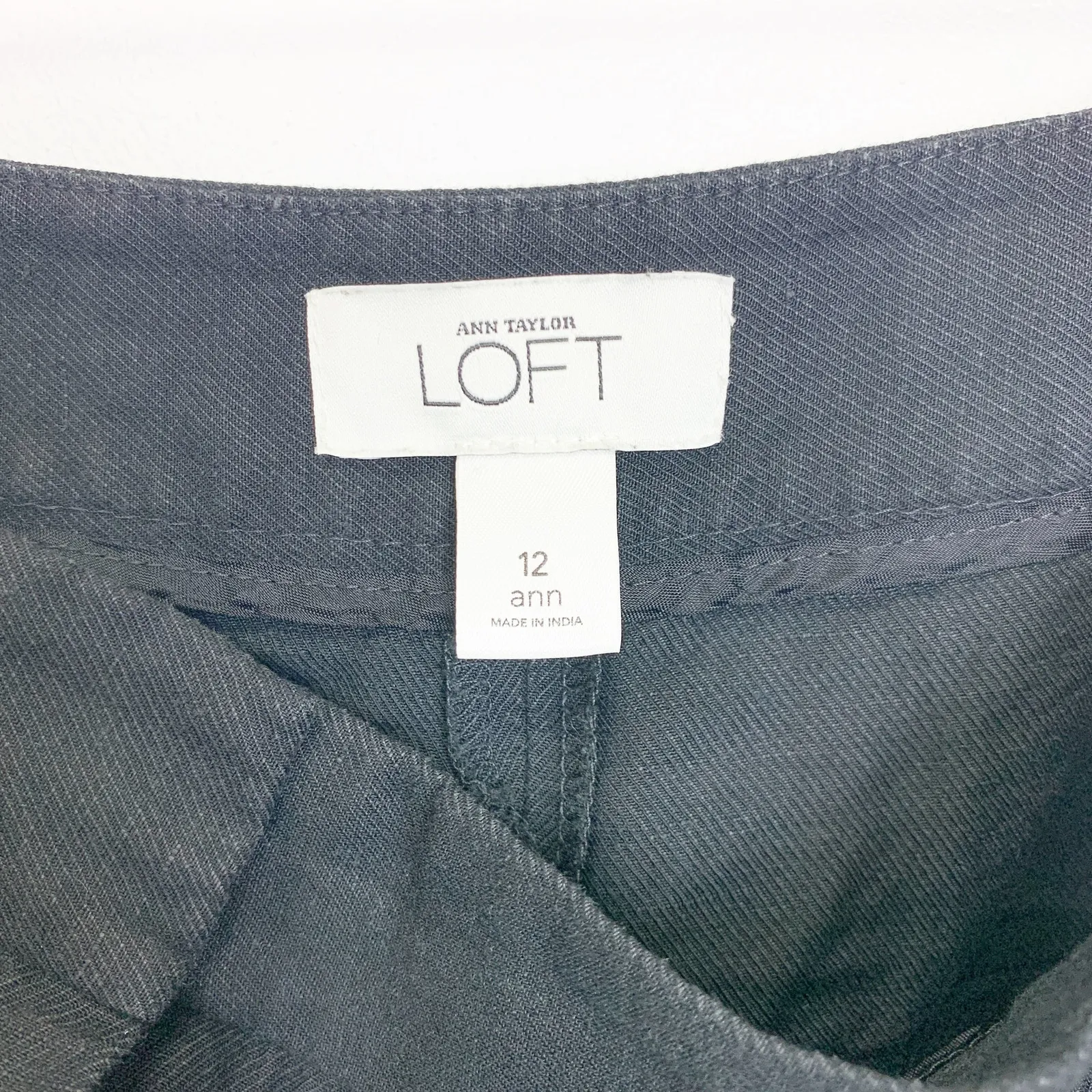 Ann Taylor Loft Women's Ann Wide Leg Black Linen Blend Pants 12 - Image 3