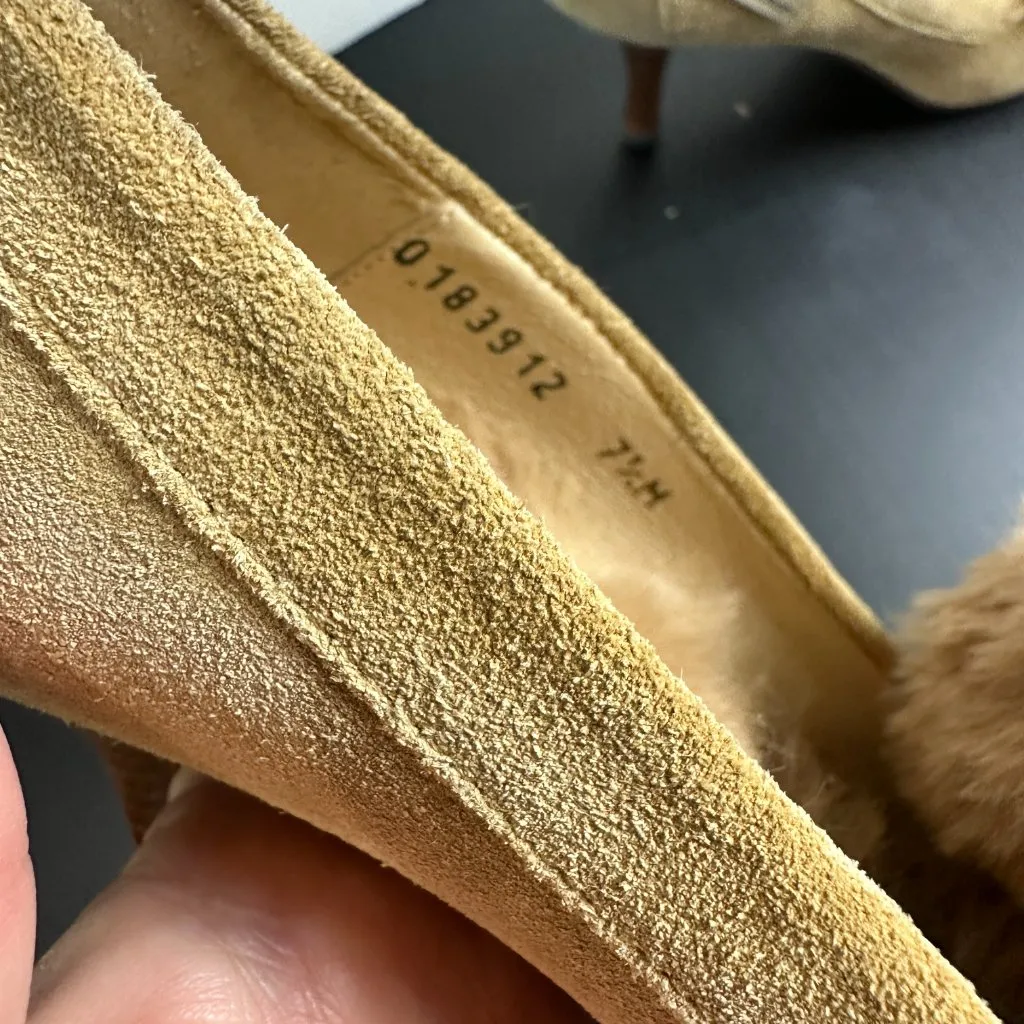 StUnNiNg Fur Lined DELMAN Suede Loafer Style Heels Tan Brown Size 7.5 - Image 11