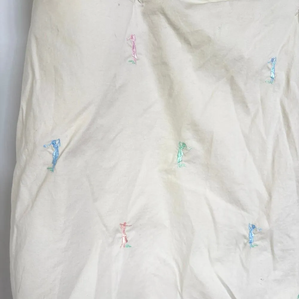 Vintage Golf Rainbow Embroidered Sporty Cream Mini Skort Skirt Cotton Size 6 - Image 3