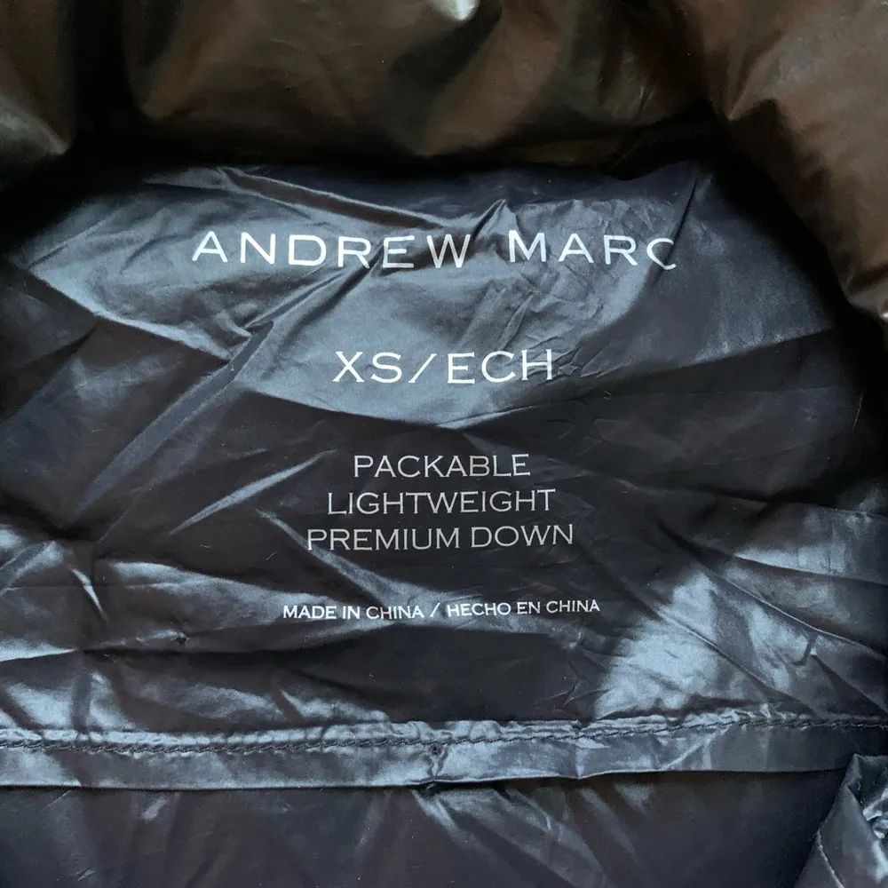 Andrew Marc Metallic Gray/Brown Packable Lightweight Premium Down Coat XS - Image 3