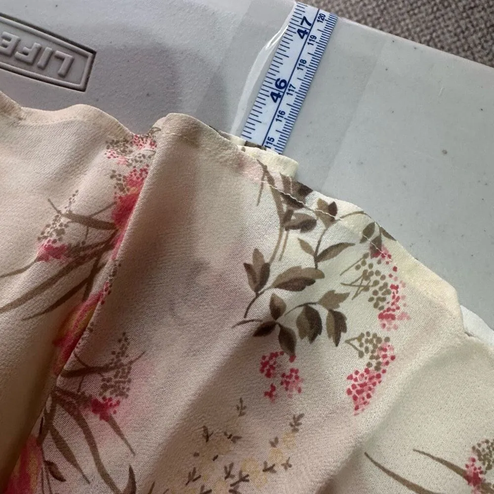 Reformation Karen Kimono Midi Wrap Dress Leila Floral Tulip Size XS Cream‎ Pink - Image 9