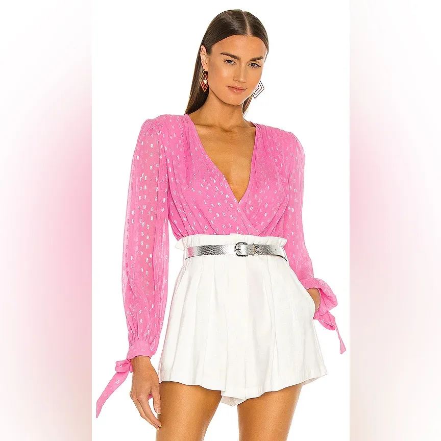 Rococo Sand NWT Alora bodysuit in fuchsia pink metallic women’s size small - Image 14