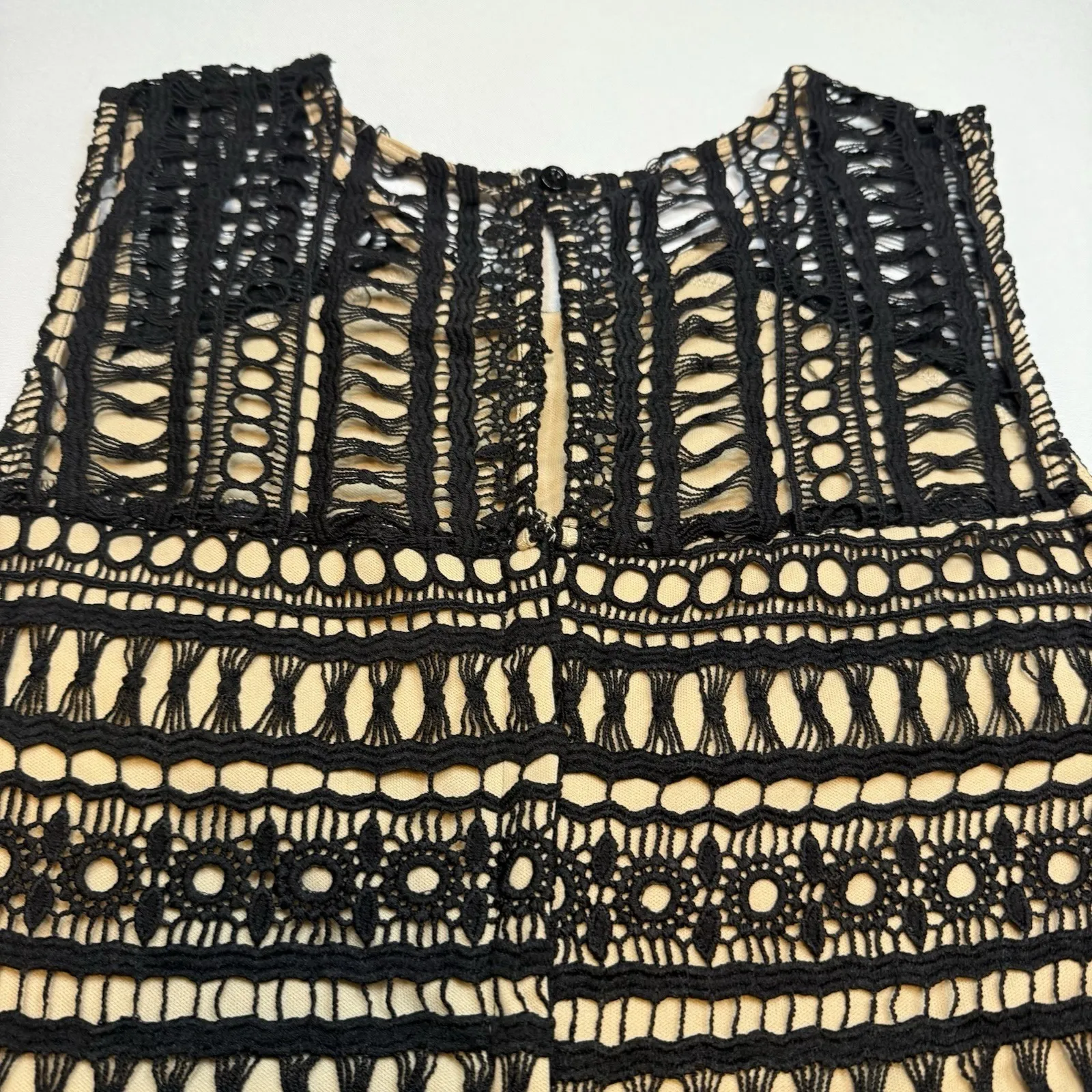 Francescas Womens Black Crochet Cocktail Dress w/ Nude‎ Underlay Classy NWT Sz M Size M - Image 6