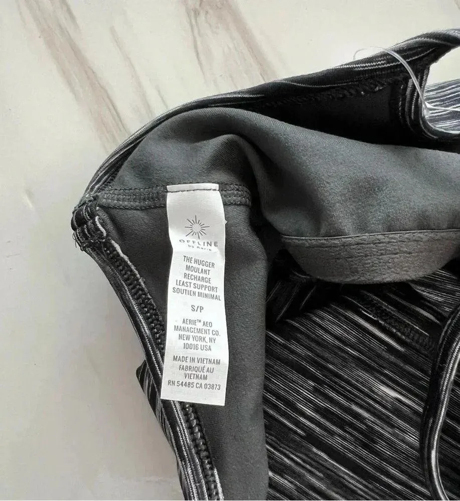 Aerie Offline Hugger Ombre Longline Racerback Sports Bra Black /White - Image 8