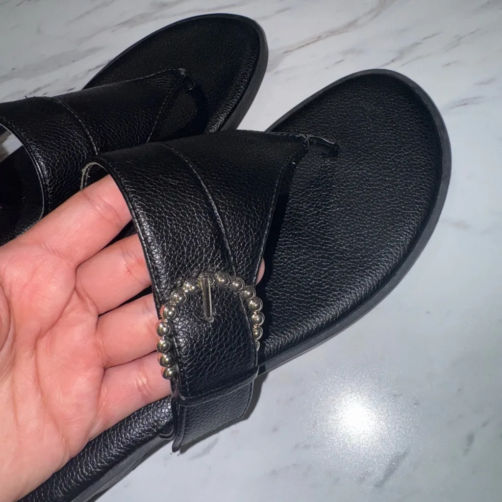 Anne Klein Black Sandals with Silver Buckle - Image 7