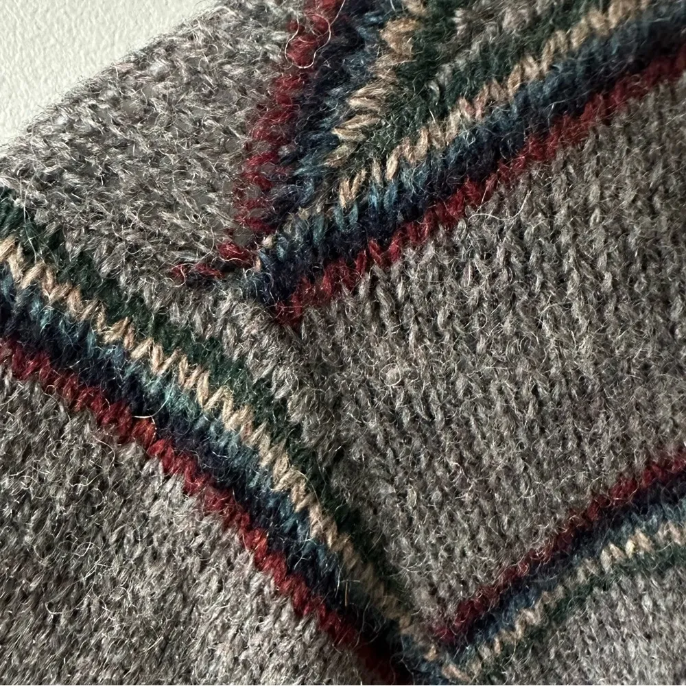 Maine Gear Vintage Sweater Crewneck Pullover USA Size S Fisherman Striped Wool? Gray - Image 11