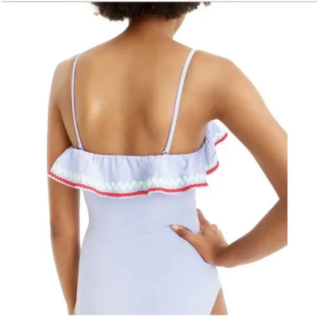 J CREW Ruffle underwire one-piece swimsuit‎ in piqué nylon with rickrack trim 10 - Image 2