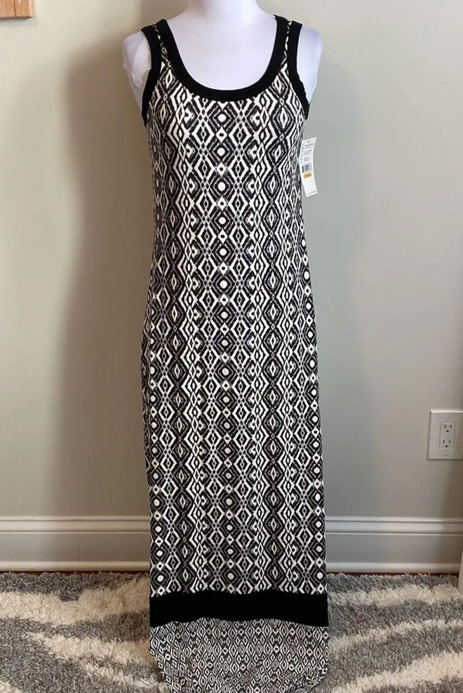 Karen Kane Contrast Maxi Black White Ikat Dress - $58 (60% Off Retail) New  With Tags - From Bambi