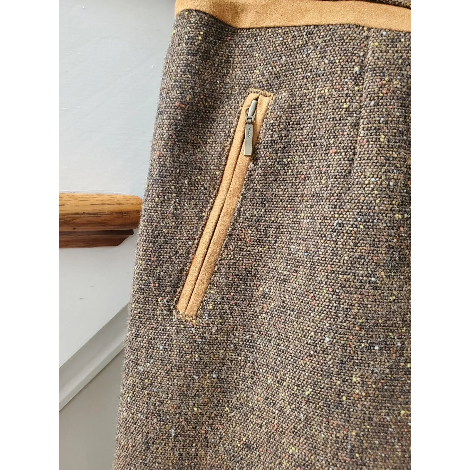 Bob Timberlake Women Brown Polyester Straight Pencil Casual Knee Length Skirt 8 - Image 3