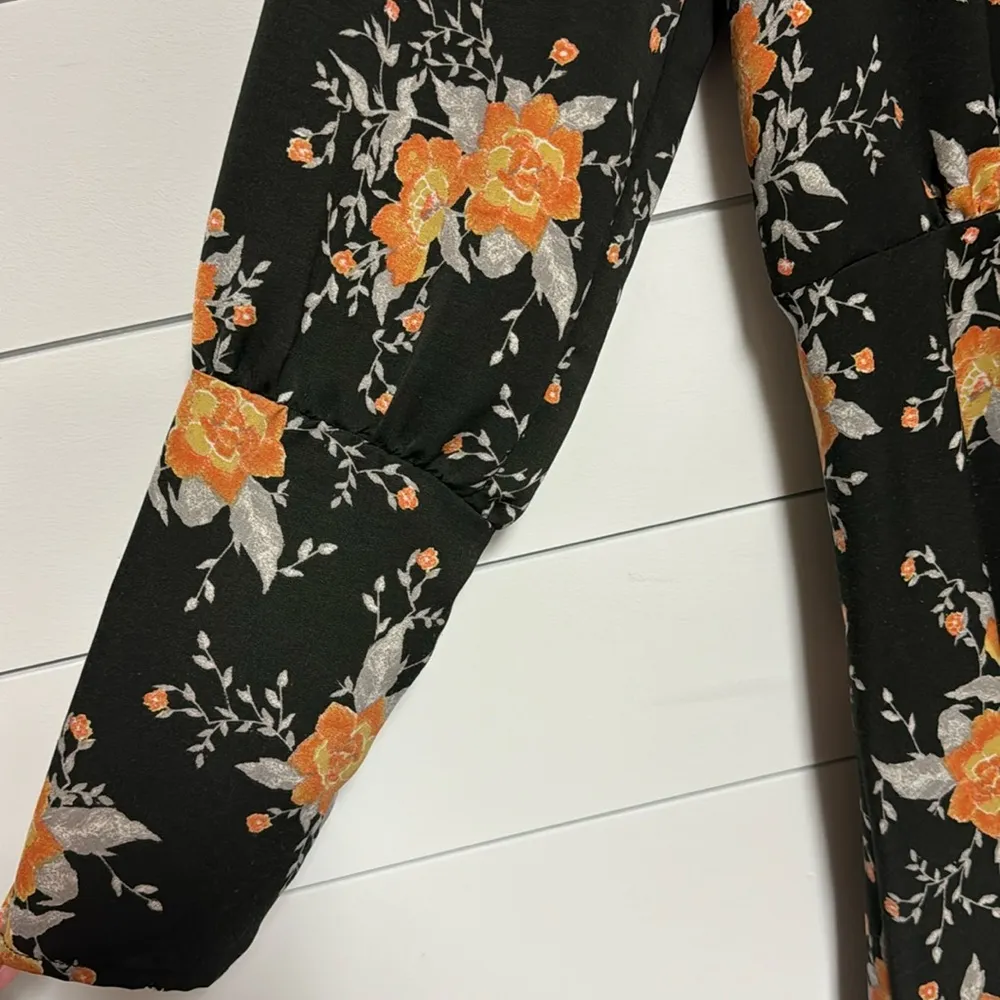 Free People Long Sleeve Black Floral Parker Dress - Image 3