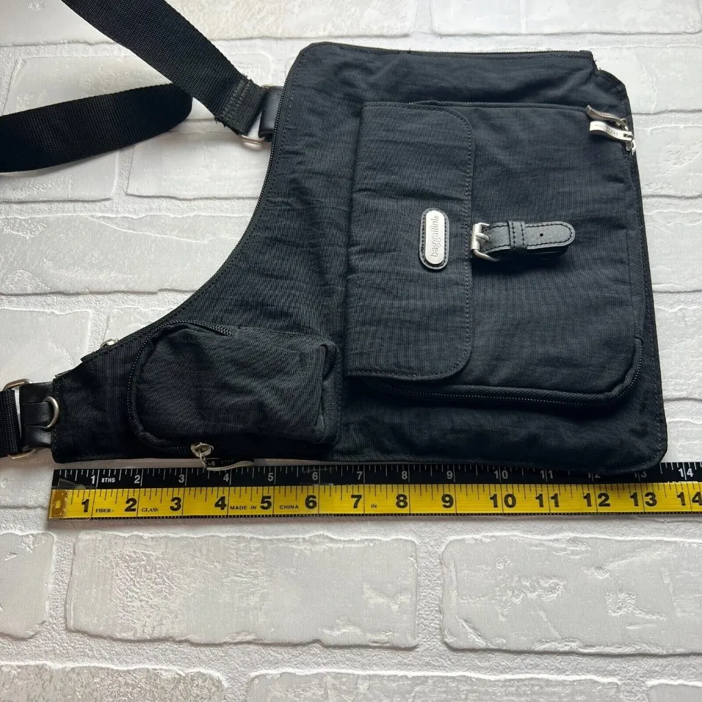 Baggallini Crossbody Bag Black Nylon Travel‎ Organizer Medium Zipper Buckle - Image 14