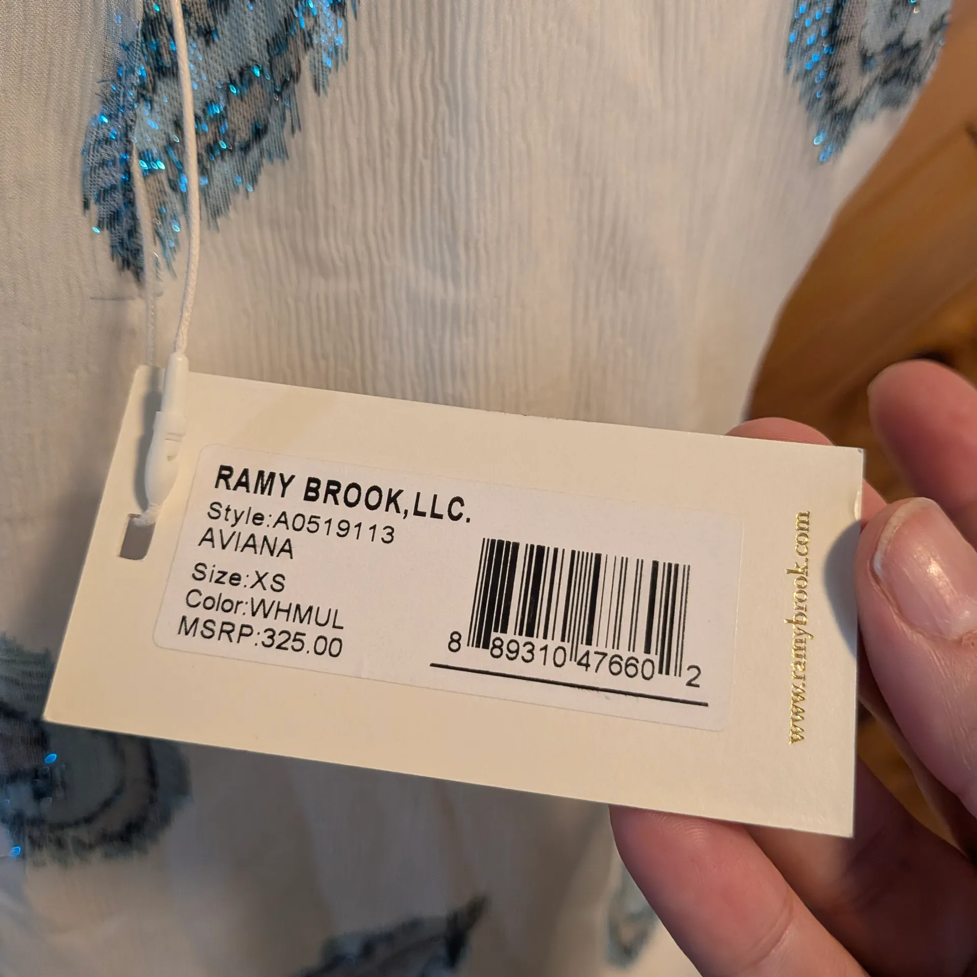 Ramy Brook White and Blue Halter Blouse Size XS - Image 5