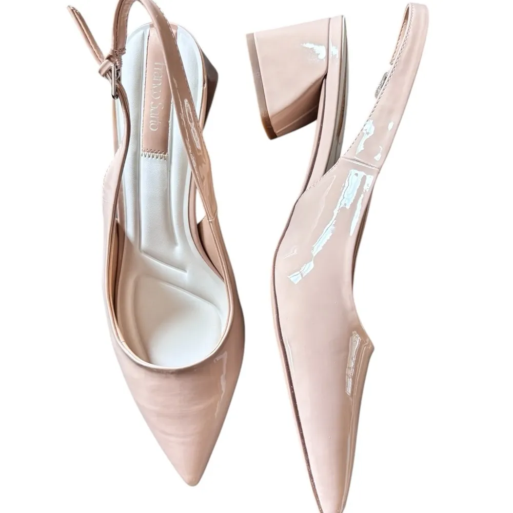 Franco Sarto L-Racer Slingback Heel 11M Faux Nude Patent Leather Easter Spring - Image 3