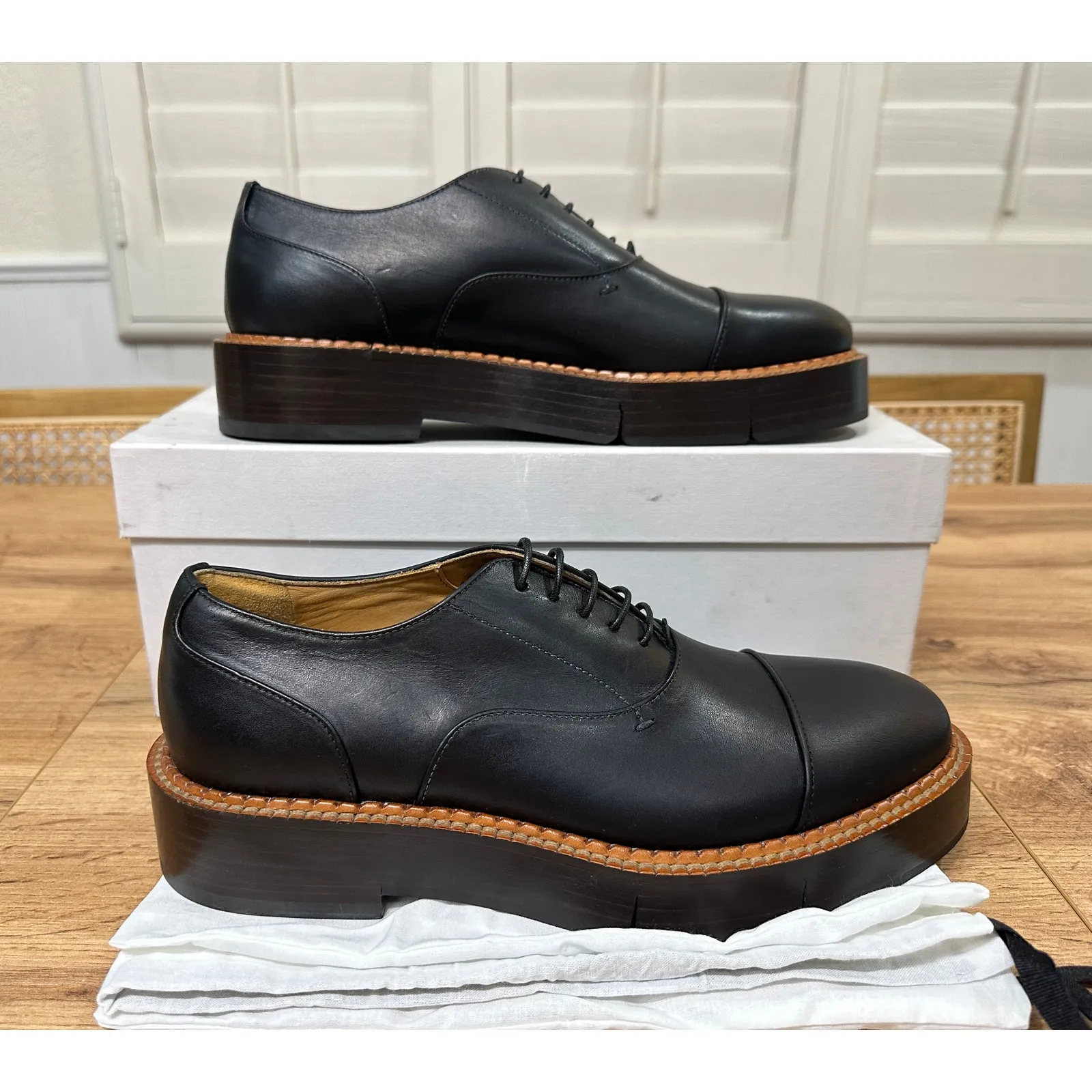 Clergerie Paris Womens Charli Derby Platform Oxford Black Leather Size 10 US NIB - Image 3