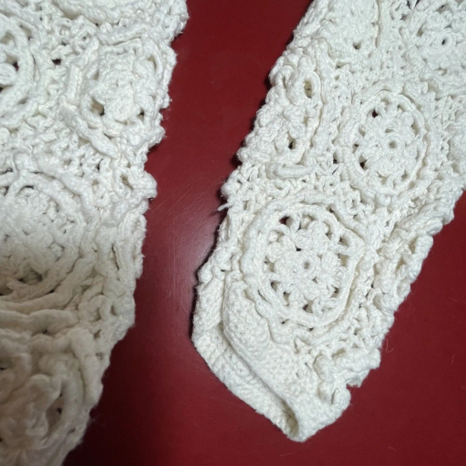 Moda Intl Crochet Button Front Cardigan Womens Med Ivory Medallion Vtg Y2k Retro - Image 9