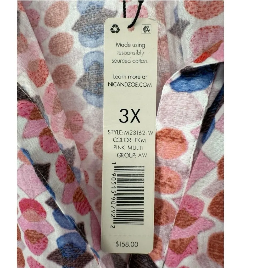 NWT Nic + Zoe Geo Dots Button Up Boyfriend Shirt Size 3X Feminine Colorful‎ - Image 4