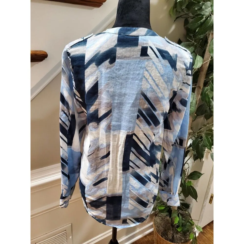 Calvin Klein Women Multicolor Polyester Long Sleeve Buttons Down Casual Shirt S - Image 7