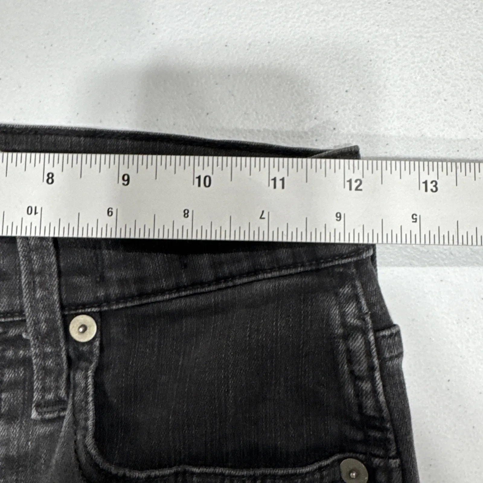 Madewell Jeans 10" High-Rise Skinny Jeans Button Fly Faded Black Denim Womens 24 - Image 11