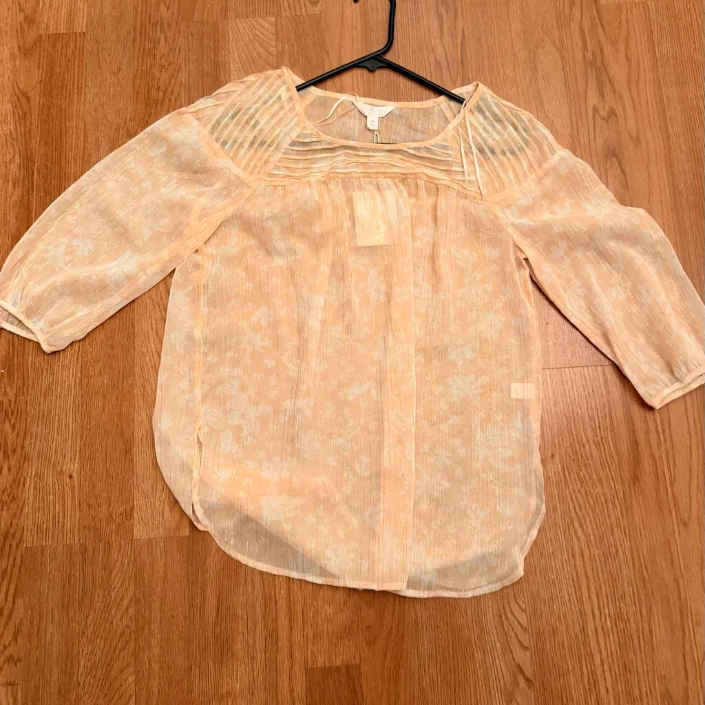 LC Lauren Conrad Light Peach / gold Blouse transparent chemsie/slip top - Image 8