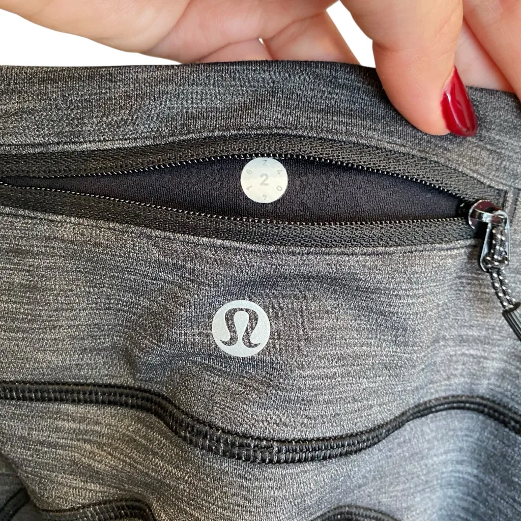 Lululemon On Track Tight In Heathered Grey / Black Size 2 - Image 10
