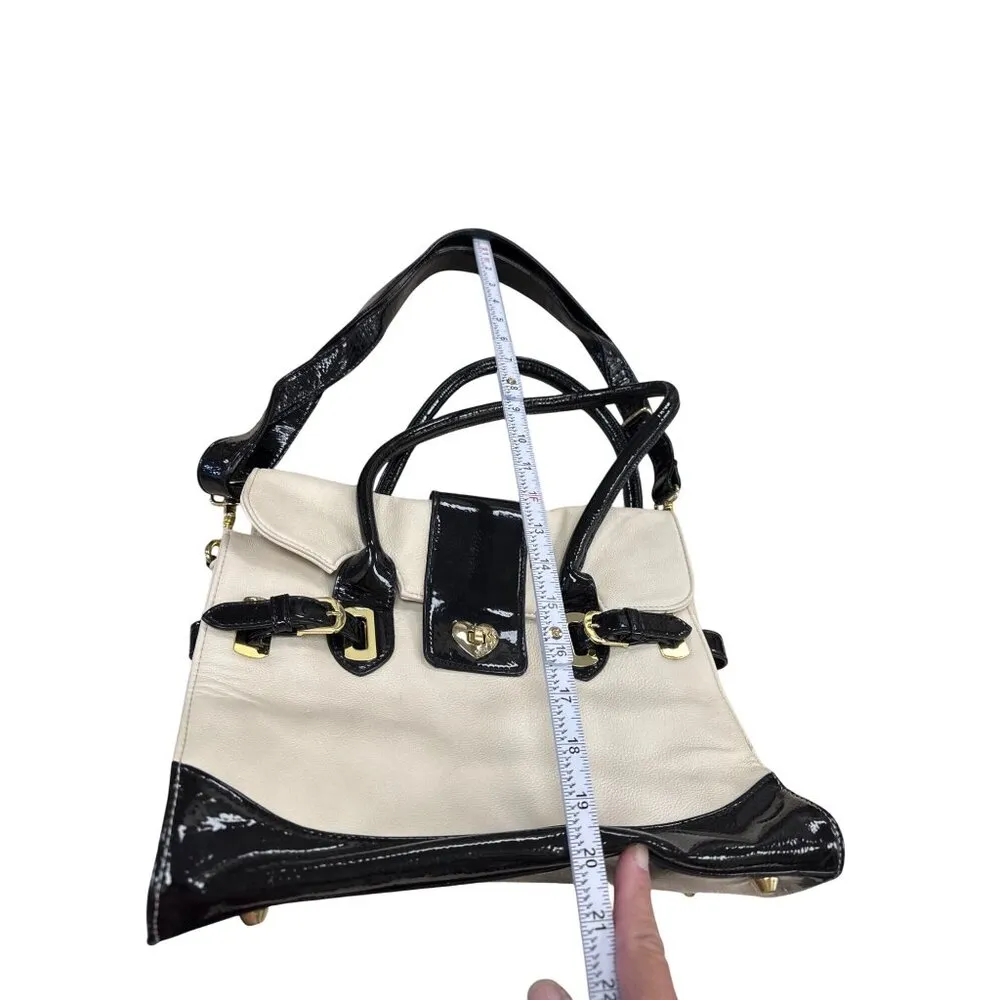 Betsey Johnson Womens Cream & Black Crossbody Purse 10x12 SKU 7055 - Image 6