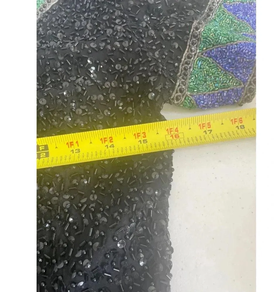 Vintage 80’s Niteline by Della Roufogali Beaded Sequin Black Cocktail Dress 0170 Size 6 - Image 11