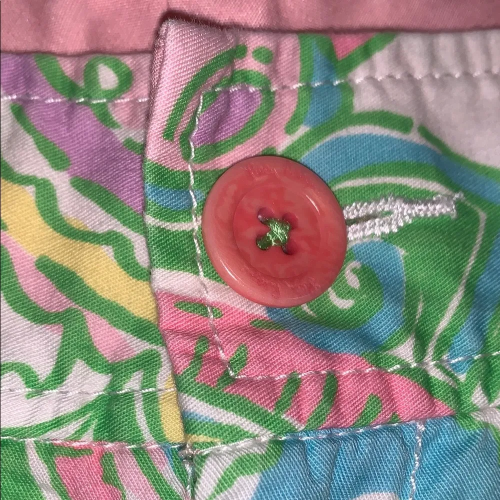 Lilly Pulitzer Chin Chin Callahan Flat Front Shorts Golf Pink Green Elephants 2 - Image 3