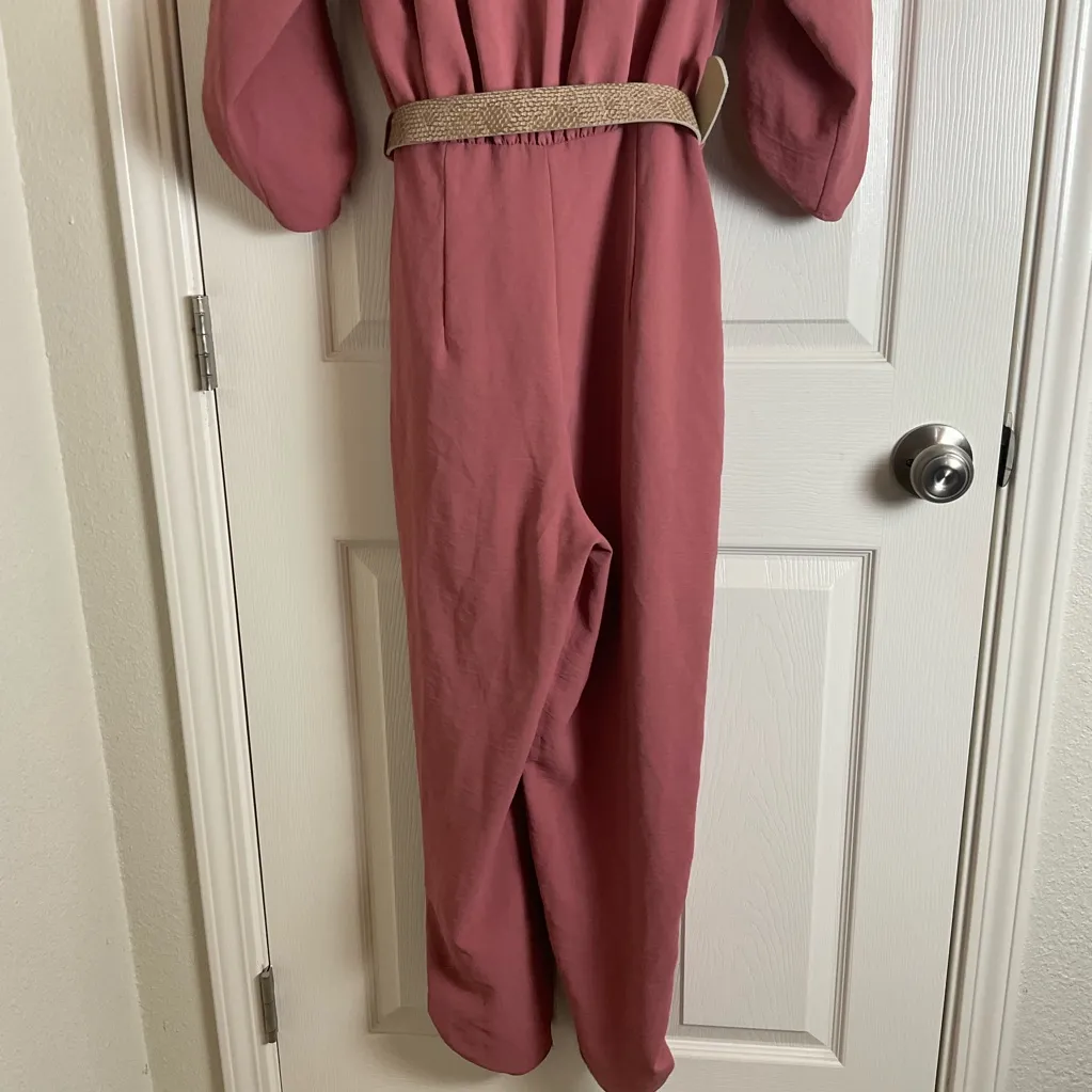 ZARA Belted Wrap Effect Jumpsuit in Mauve Pink WOMEN'S Size small - Image 10